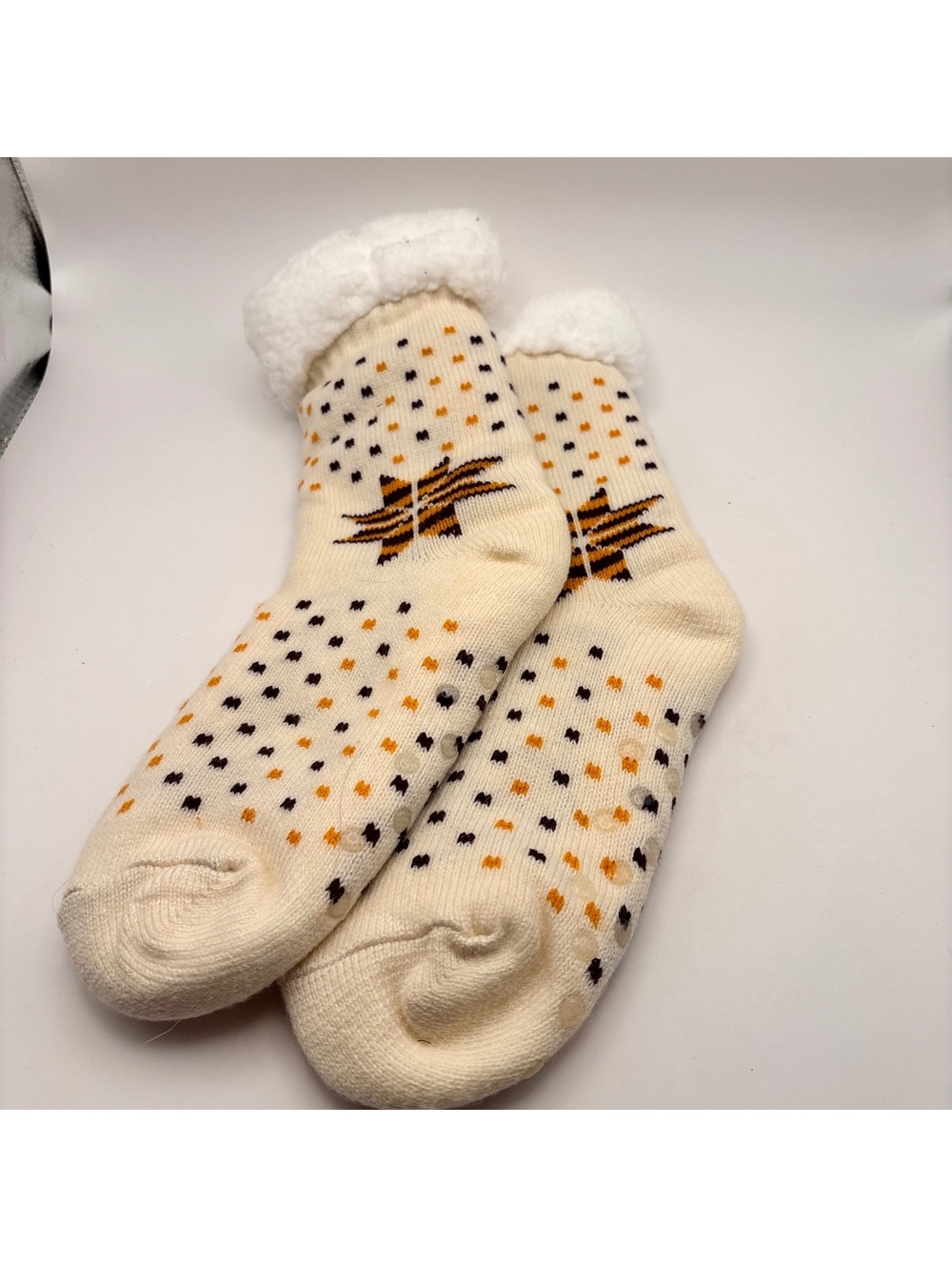 Cozy Fleece-Lined Winter Socks with Snowflake Design - Size M/L
